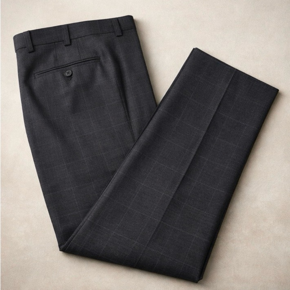 NWT CANALI DRESS PANTS SIZE 37 100% WOOL MADE IN ITALY GREY WINDOWPANE